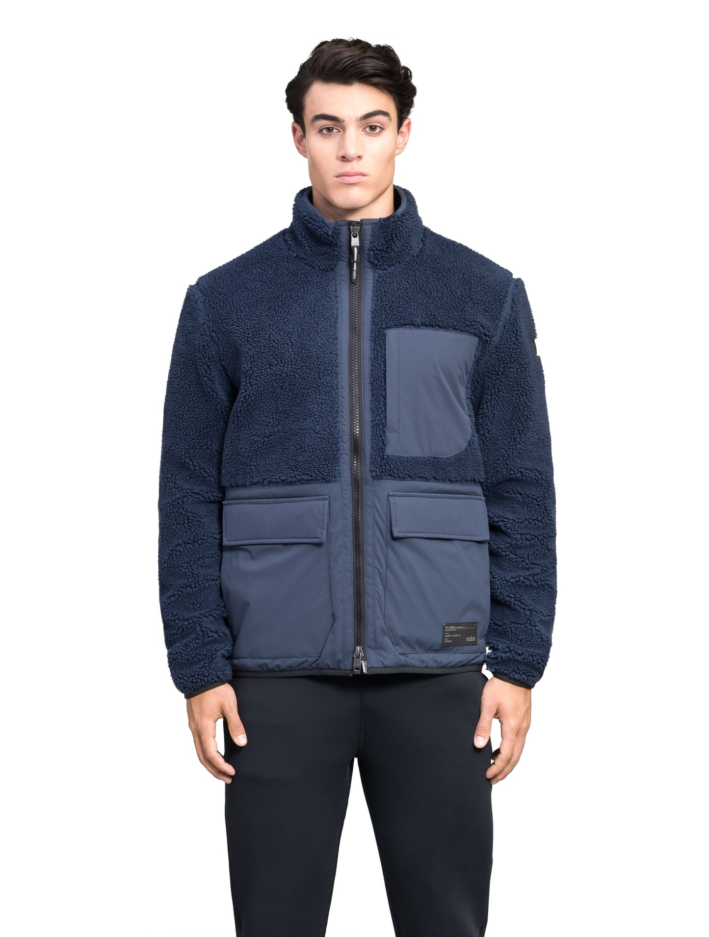 Kepler Men's Berber Zip Front Sweater in hip length, premium berber and stretch ripstop fabrication, Primaloft Gold Insulation Active+, two-way centre-front zipper, zipper pocket at left chest, magnetic closure flap pockets at waist with additional side-entry pockets, in Marine