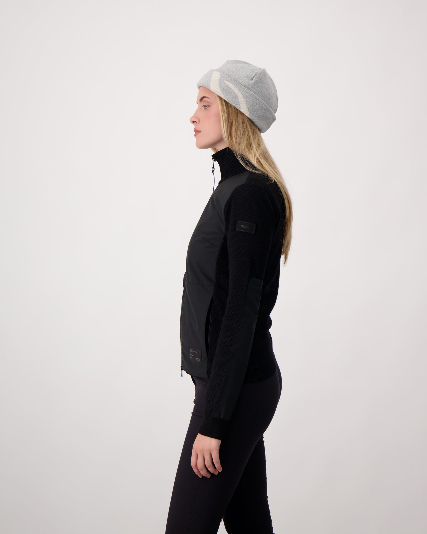 Antler Beanie in merino wool blend, antler knit motif on front, in Grey