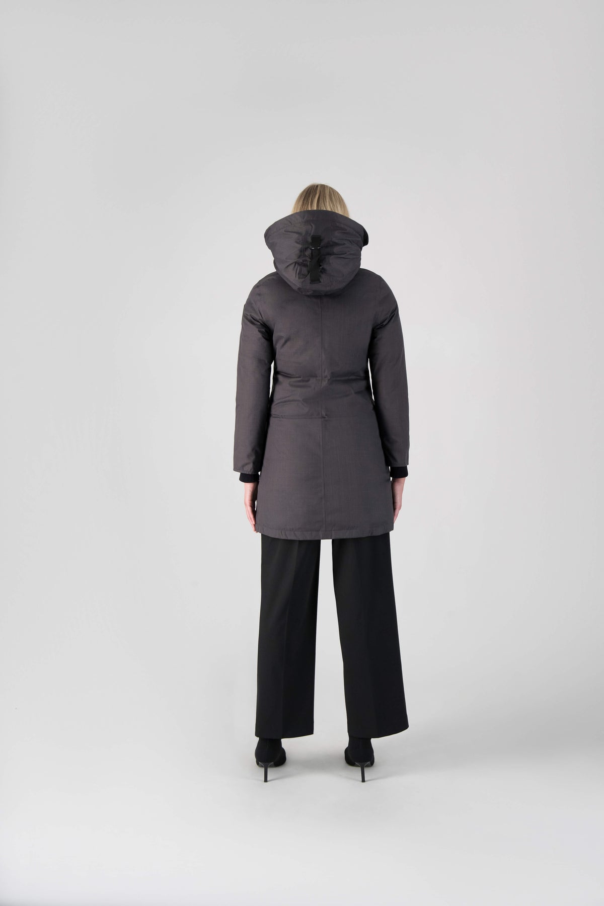 Best selling women's down filled knee length parka with removable down filled hood