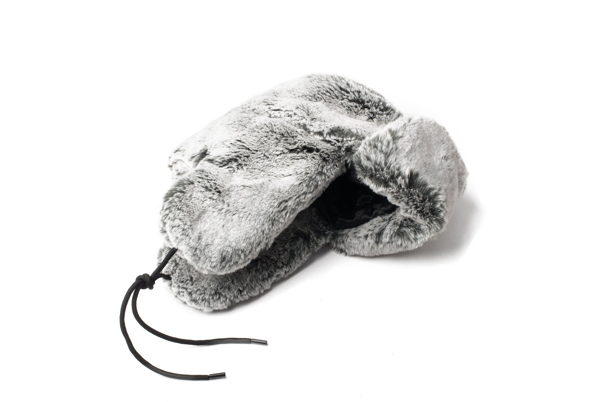 Faux Fur Trapper Hat in Heather Grey