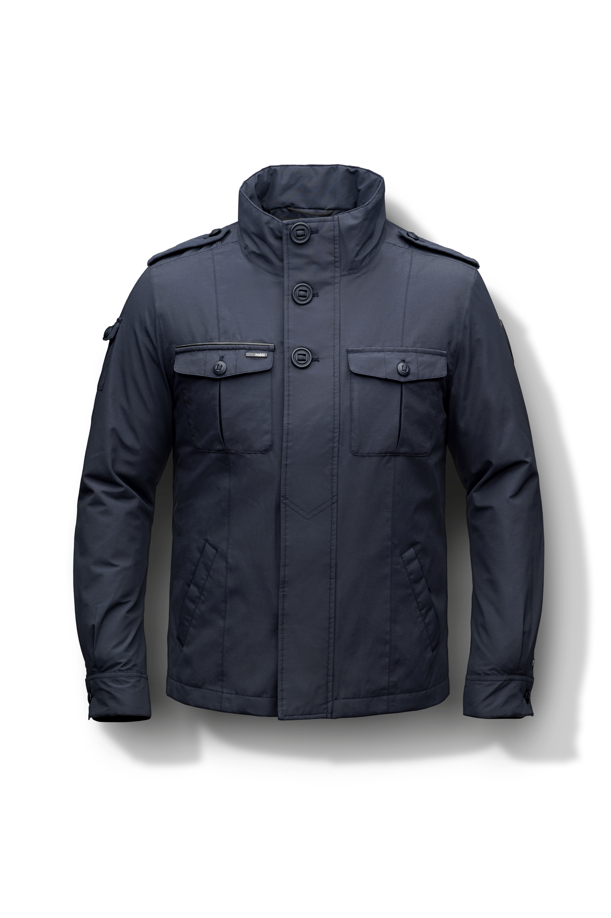 Men's waist length military style jacket in Navy