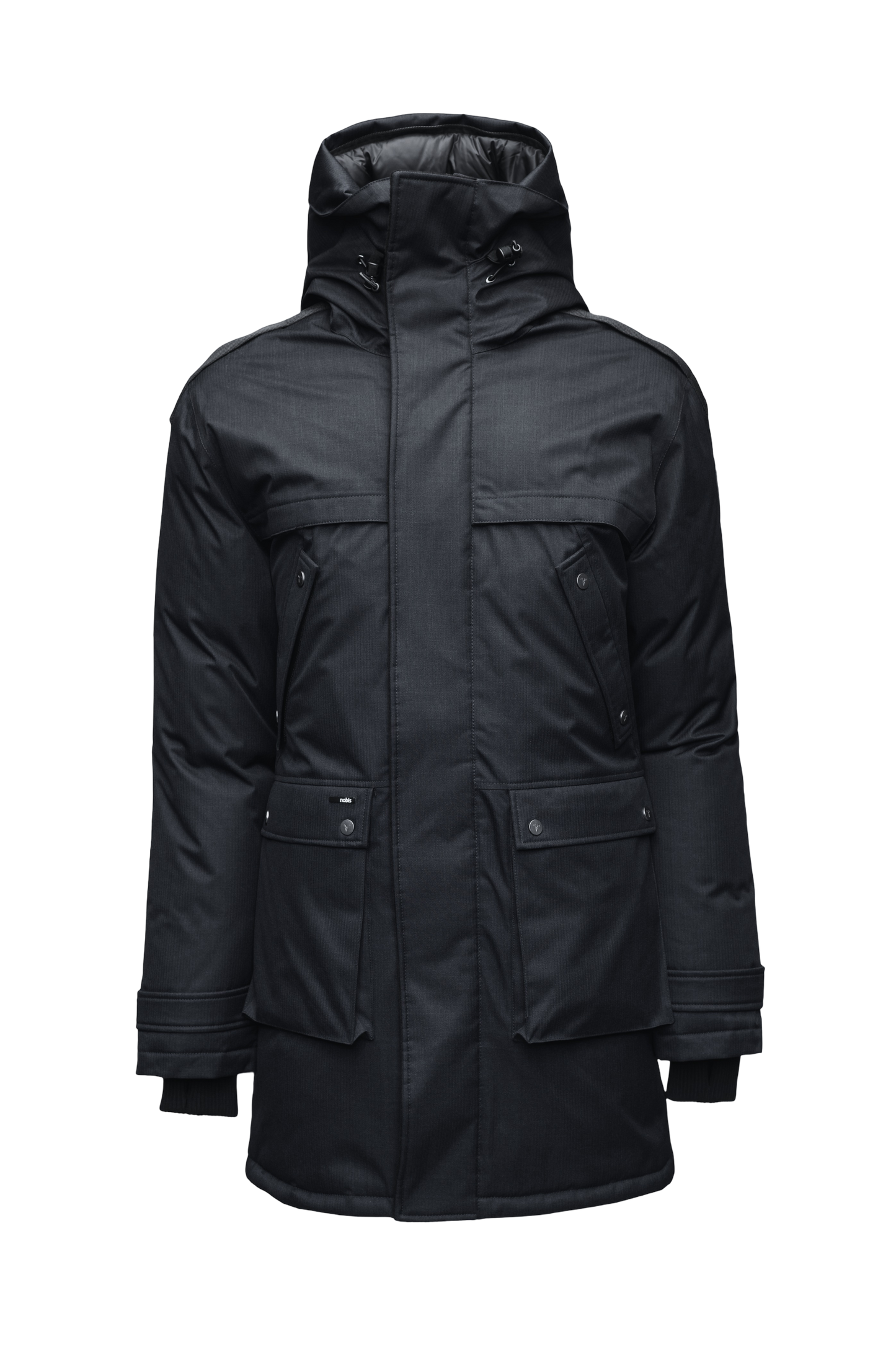 Men's Best Selling Parka the Yatesy is a down filled jacket with a zipper closure and magnetic placket in Black