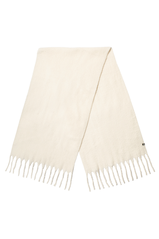 Unisex scarf with fringed ends in Chalk + Chalk
