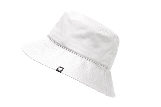 Unisex wide brim bucket hat with stitching detail on brim in Optic White + Optic White
