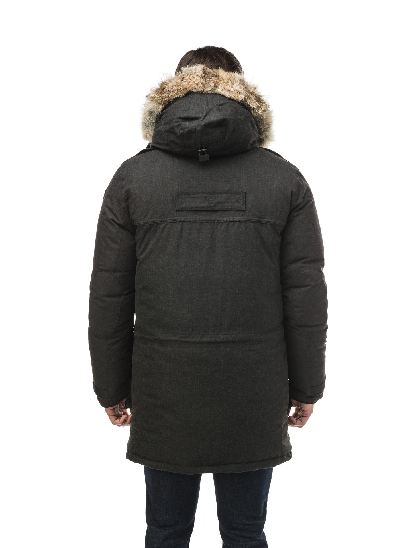 Men's extreme wamrth down filled parka with baffle box construction for even down distribution in H. Black