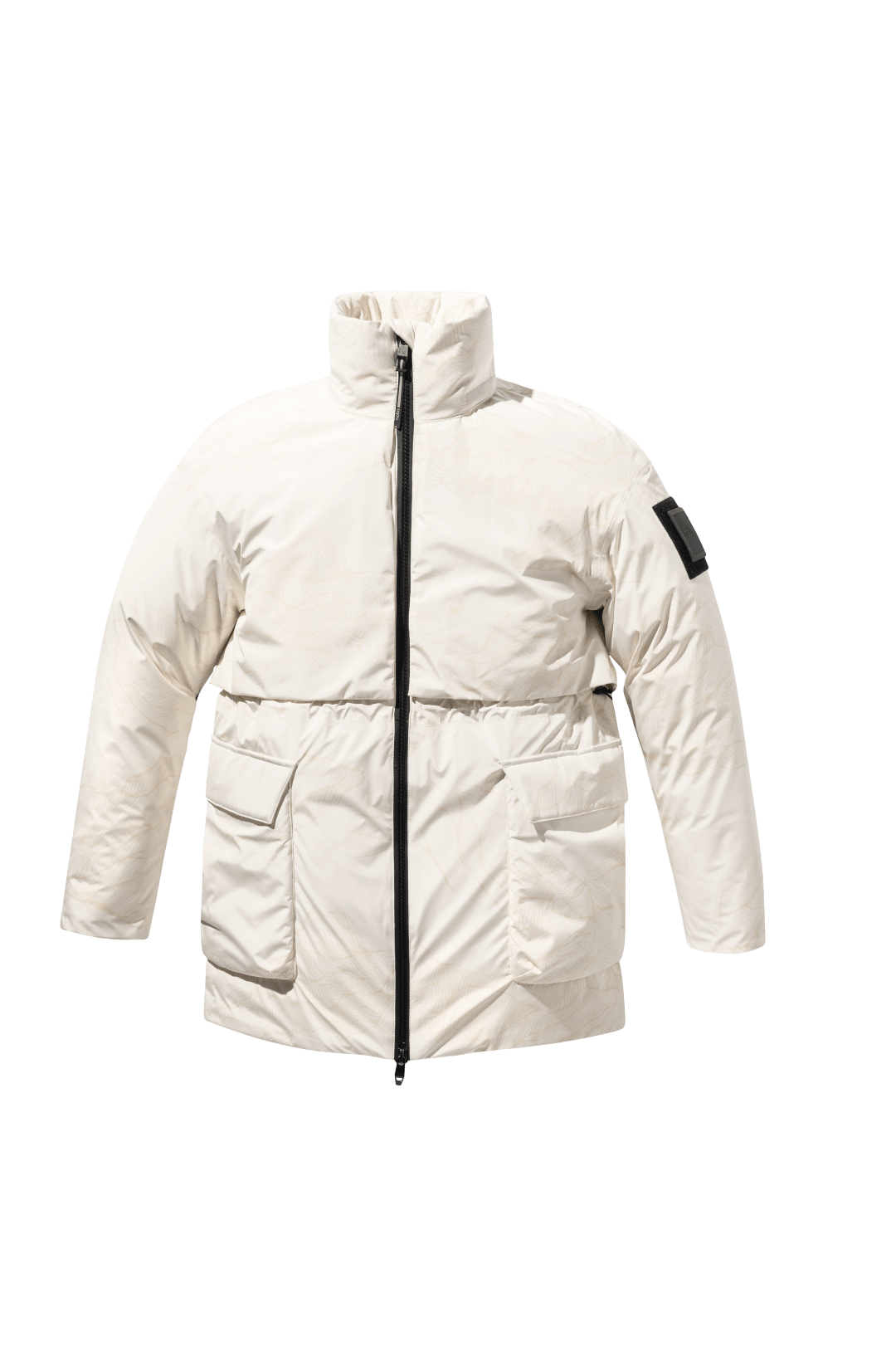 Haelyn Ladies Short Utility Parka in thigh length, 3-Ply Micro Denier fabrication, Premium Canadian White Duck Down insulation, removable down-filled hood, two-way centre front zipper, hidden adjustable cord at waist, adjustable snap cuffs, and four exterior patch pockets at front, in Wheat Desert