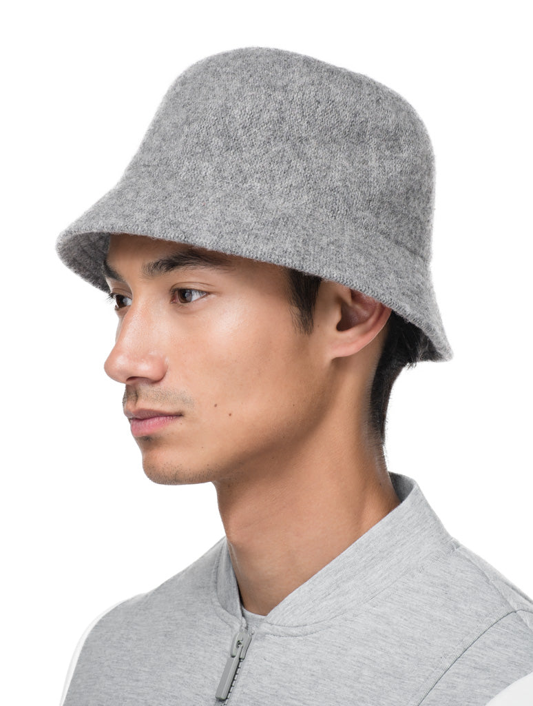 Knit moulded bucket hat in Heather Grey