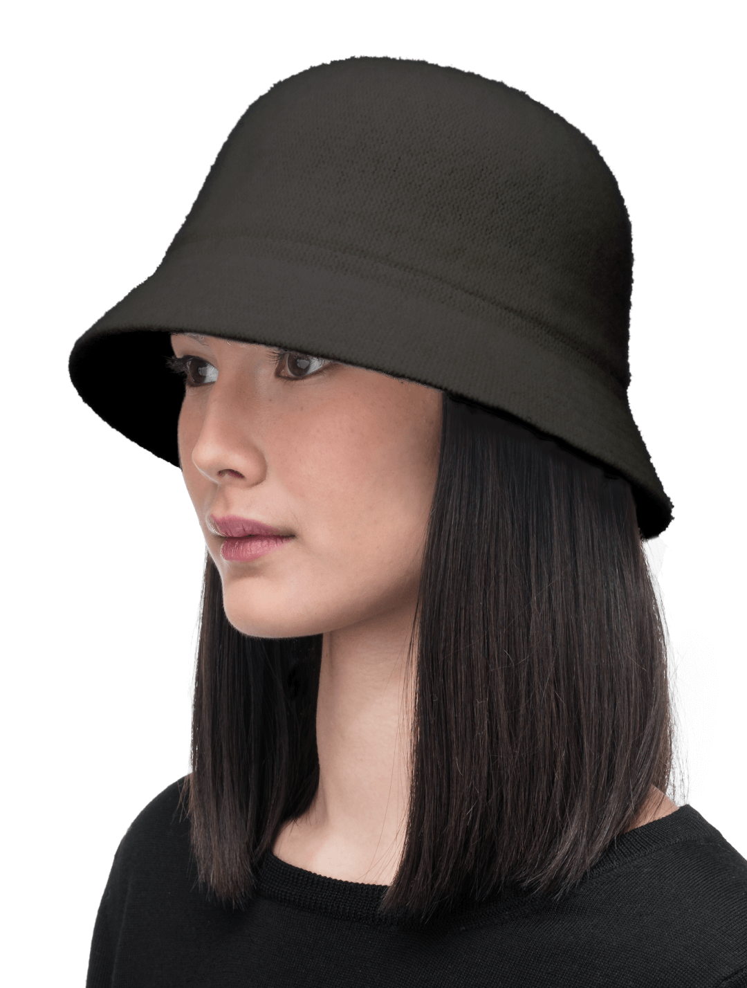 Knit moulded bucket hat in Black