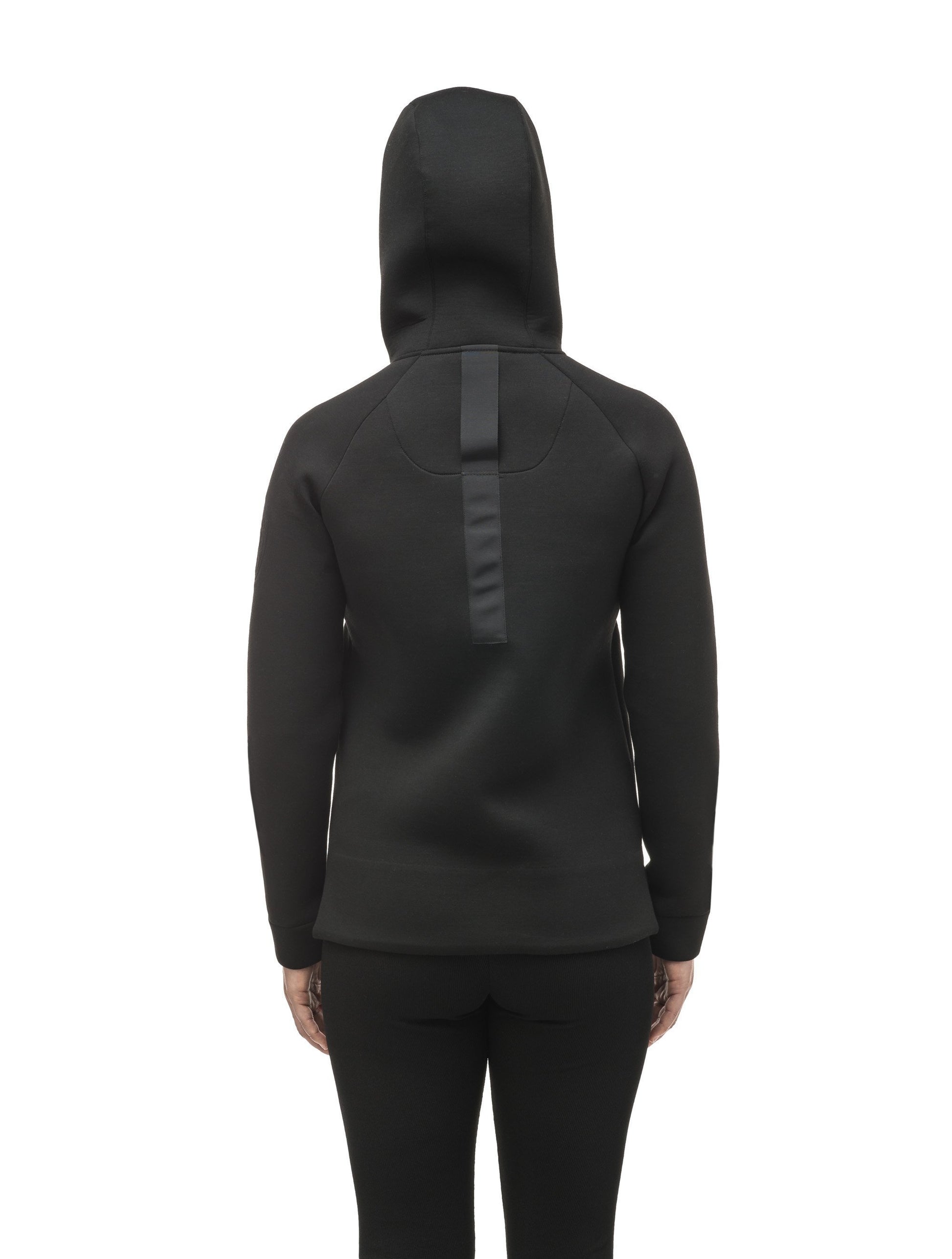 Structured women's hoodie with exposed zipper in Black