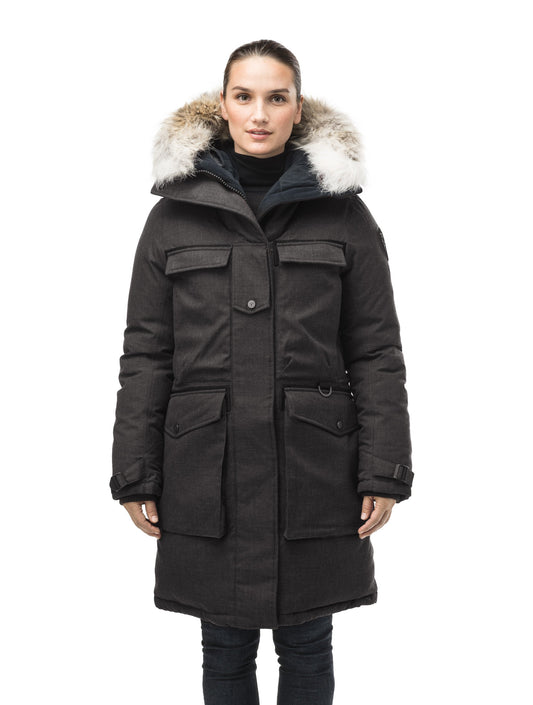 Women's extreme parka with our highest down filling and a removable down filled hood in H. Black