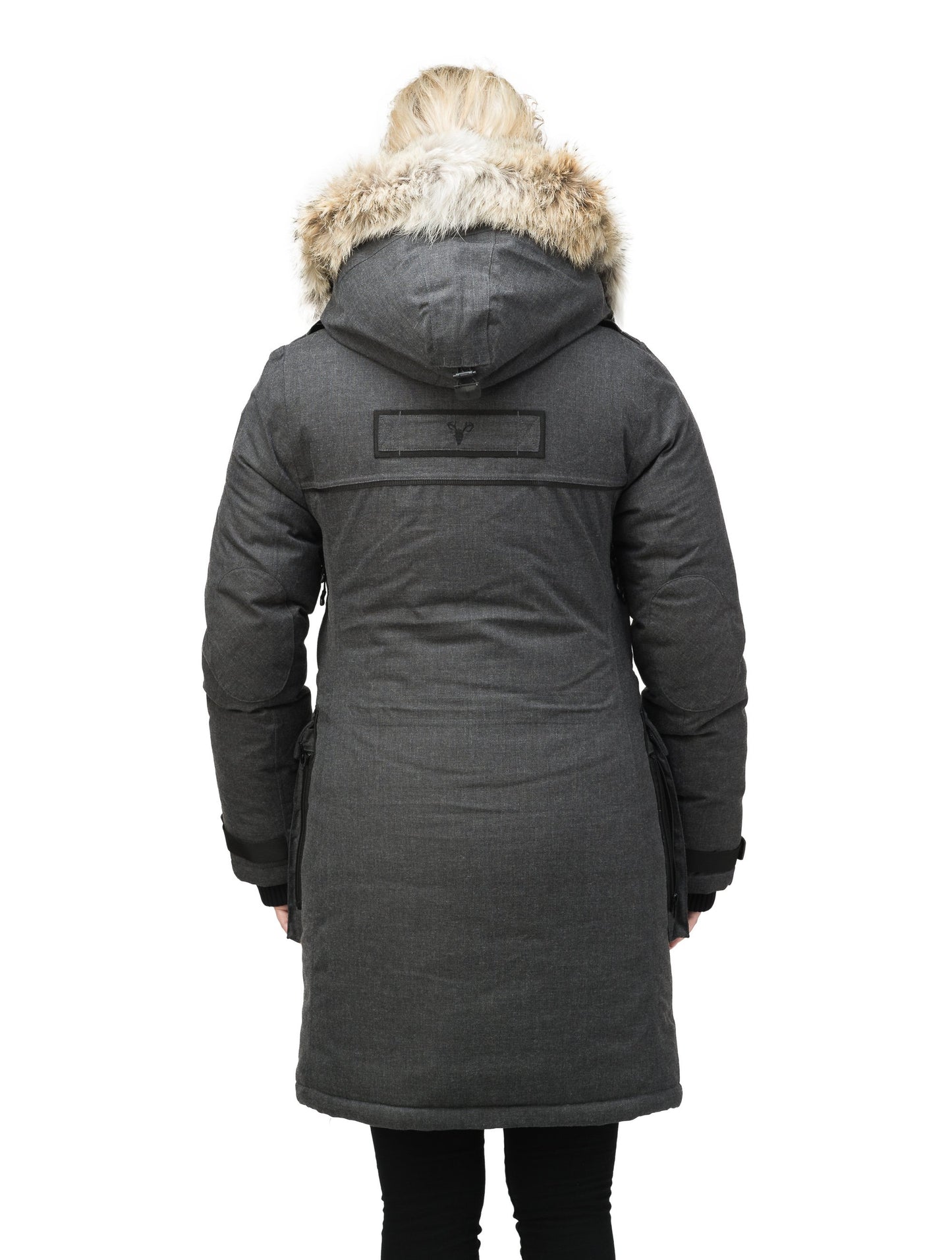 Women's extreme parka with our highest down filling and a removable down filled hood in H. Charcoal