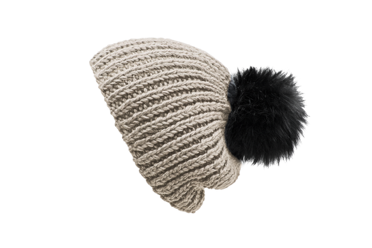 Toque with pom pom in Cream