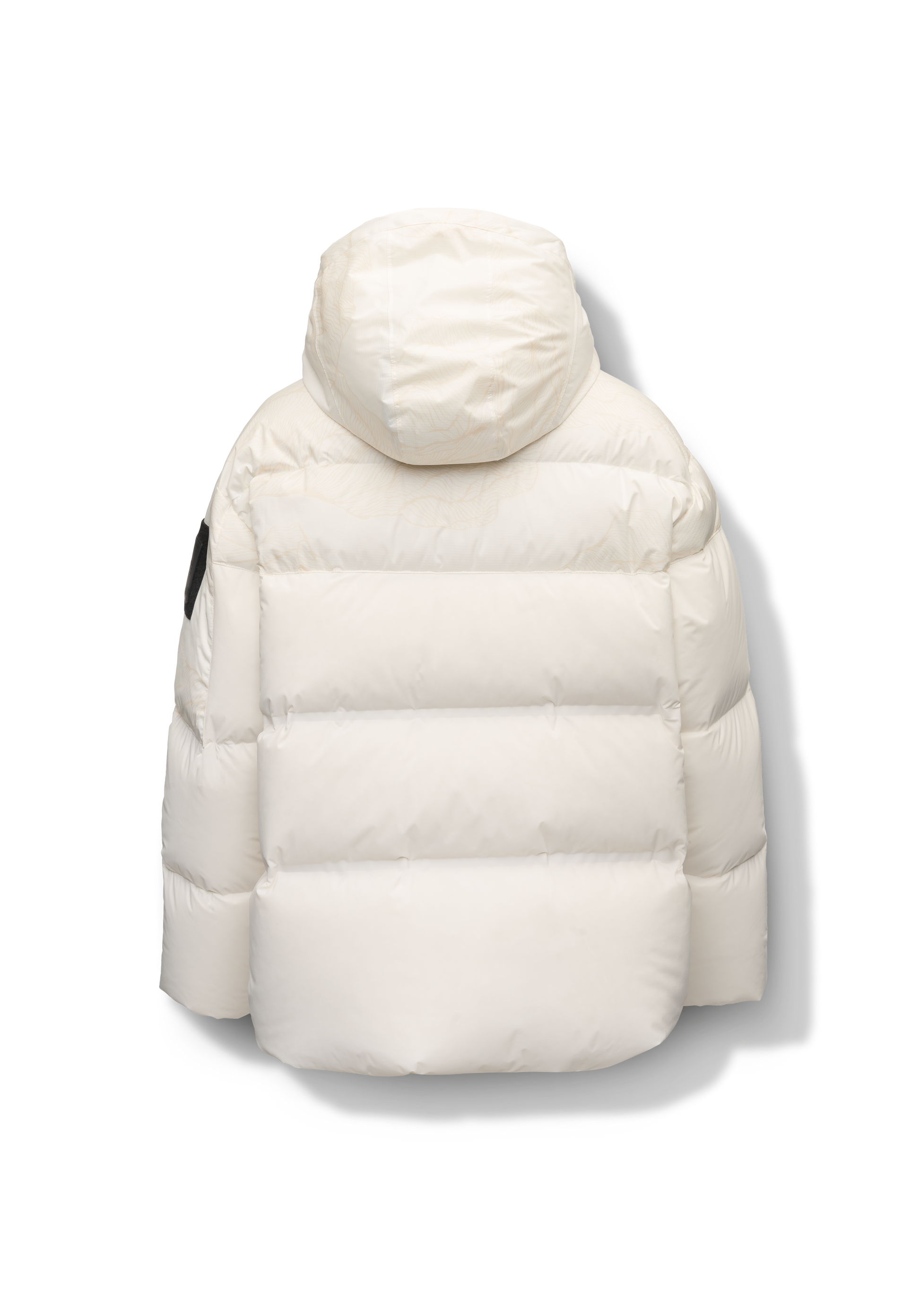 Una Ladies Performance Puffer in hip length, Technical Taffeta and Durable Stretch Ripstop fabrication, Premium Canadian White Duck Down insulation, removable down filled hood, centre front two-way zipper, and side-entry pockets at waist, in Wheat Desert