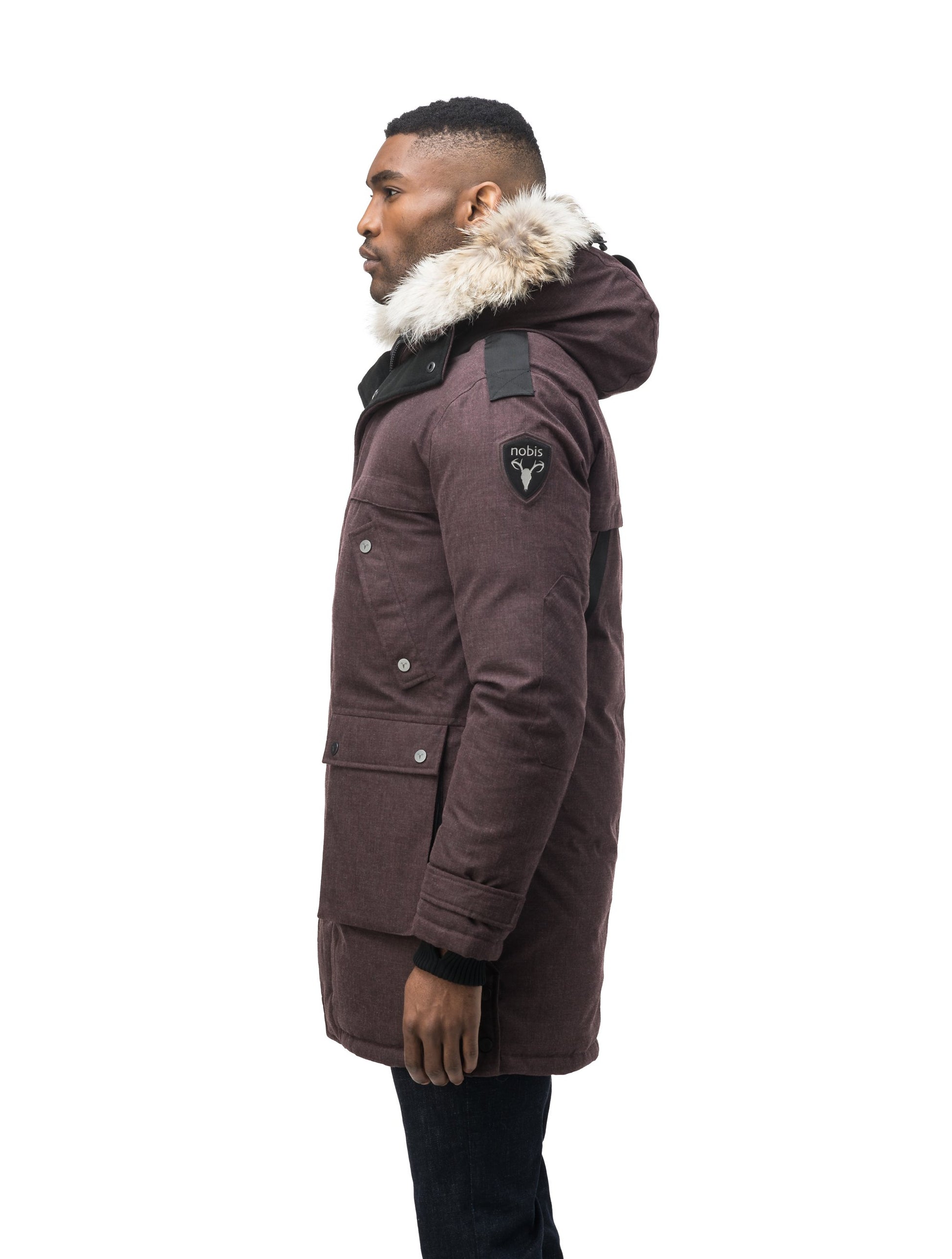 Men's Best Selling Parka the Yatesy is a down filled jacket with a zipper closure and magnetic placket in H. Burgundy