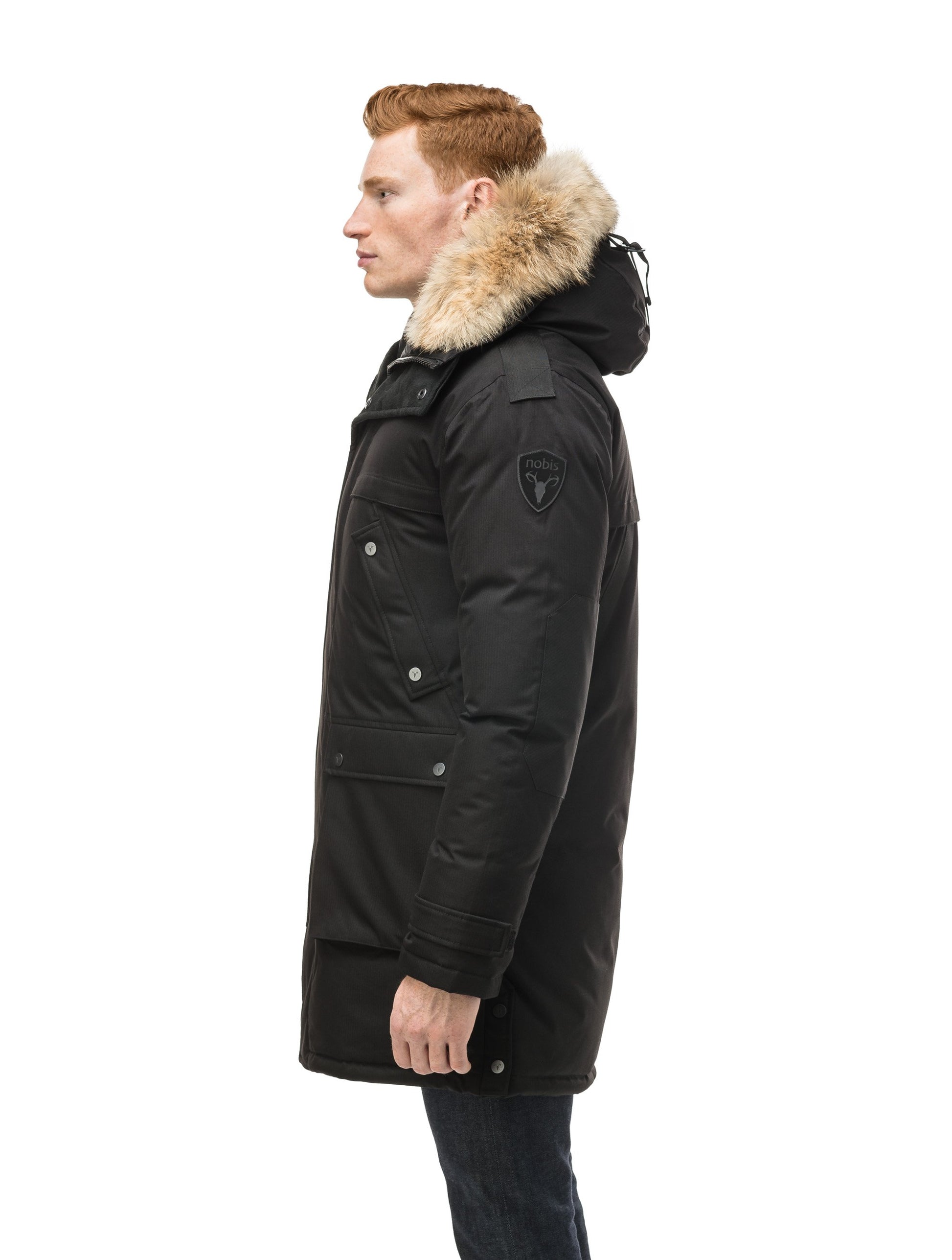 Men's Best Selling Parka the Yatesy is a down filled jacket with a zipper closure and magnetic placket in CH Black