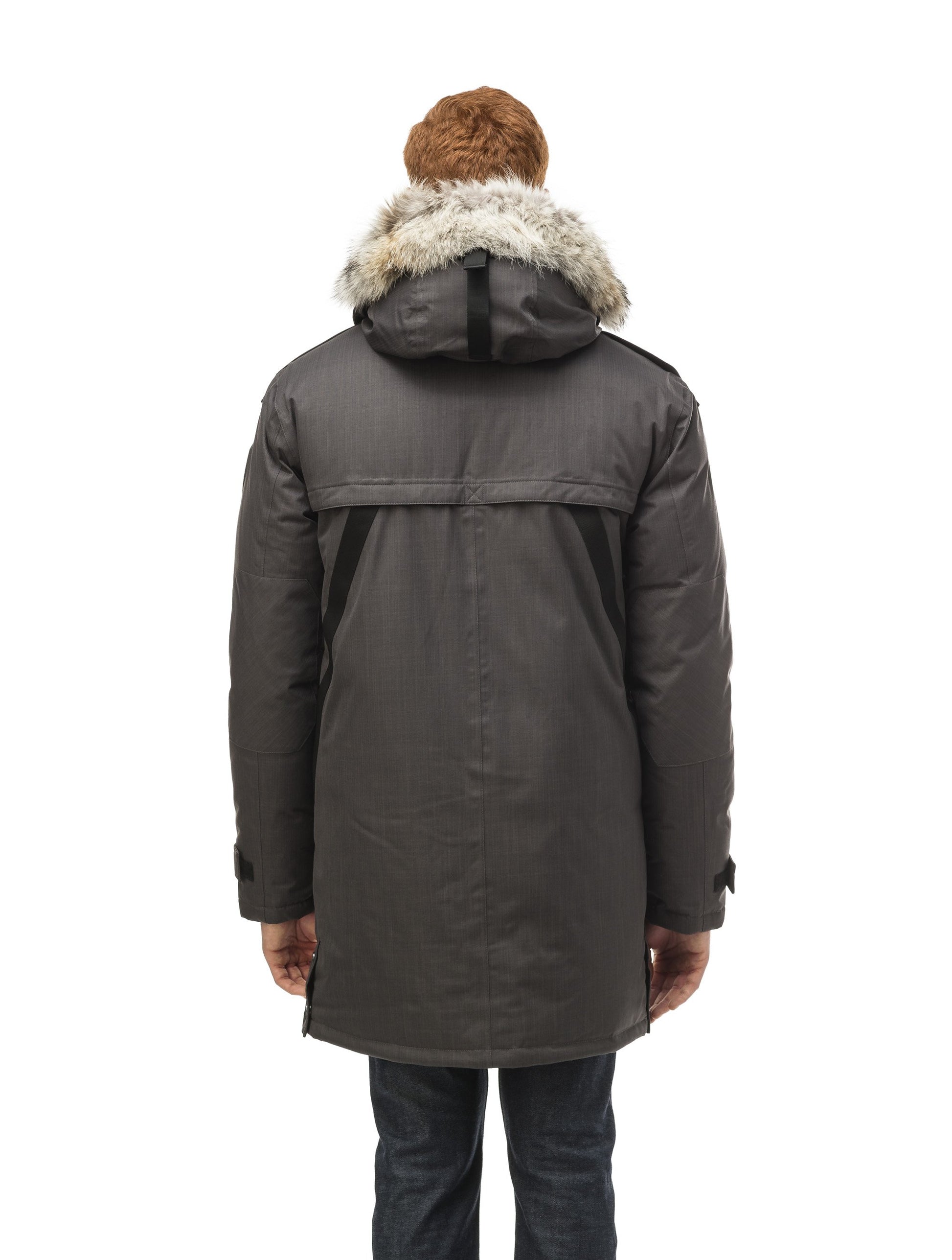 Men's Best Selling Parka the Yatesy is a down filled jacket with a zipper closure and magnetic placket in CH Steel Grey