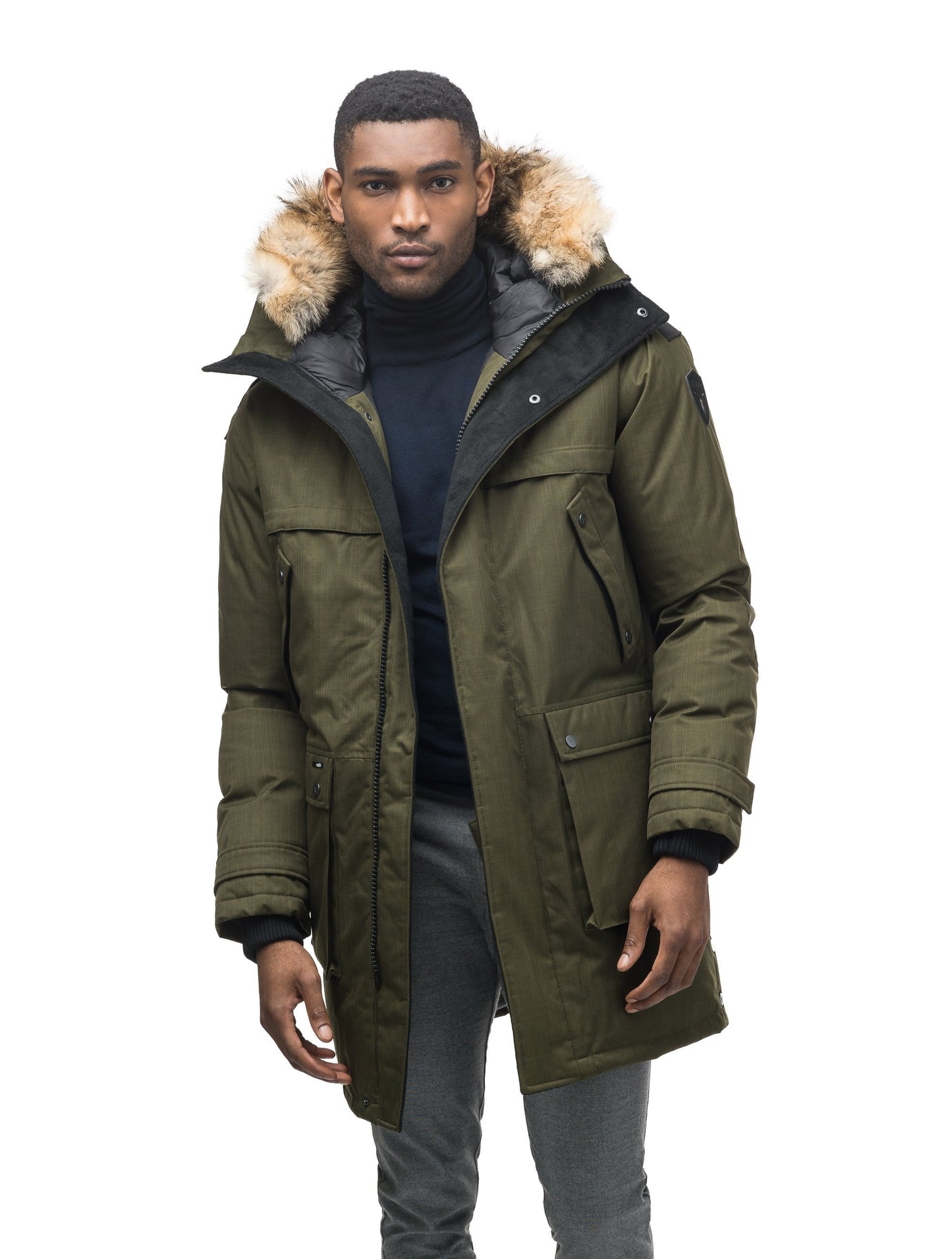 Men's Best Selling Parka the Yatesy is a down filled jacket with a zipper closure and magnetic placket in CH Fatigue